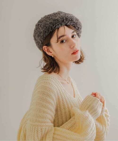 SMELLY（スメリー）の「ファーニットベレー（ハンチング/ベレー帽・レディース・ブラック/グレー・-）」の6枚目の写真