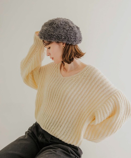 SMELLY（スメリー）の「ファーニットベレー（ハンチング/ベレー帽・レディース・ブラック/グレー・-）」の7枚目の写真