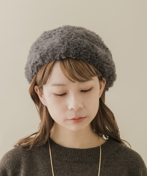 SMELLY（スメリー）の「ファーニットベレー（ハンチング/ベレー帽・レディース・ブラック/グレー・-）」の8枚目の写真