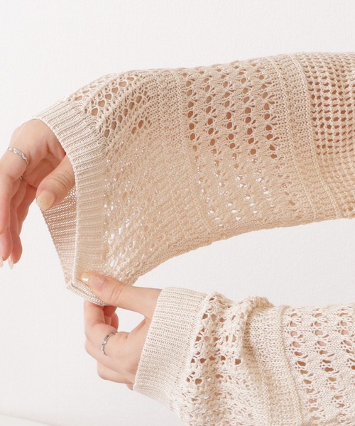 Lace Ladies(レースレディース)の「透かし編みコンパクトニット長袖プルオーバー(ニット/セーター・レディース・アイボリー・M/XL)」の12枚目の写真