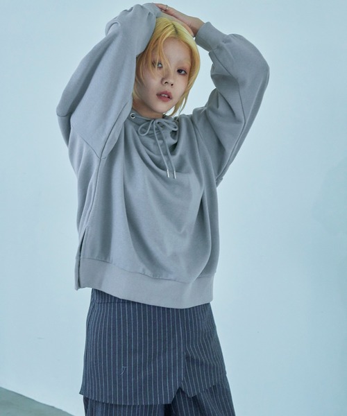 Fashion Letter(ファッションレター)の「裏毛フーディーパーカー(パーカー・レディース・ブラック/ベージュ/ブルー/アイボリー/ピンクベージュ・M)」の8枚目の写真