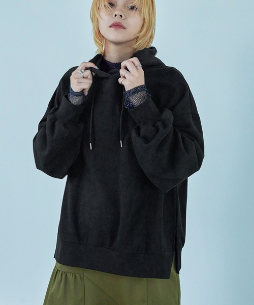 Fashion Letter(ファッションレター)の「裏毛フーディーパーカー(パーカー・レディース・ブラック/ベージュ/ブルー/アイボリー/ピンクベージュ・M)」の16枚目の写真