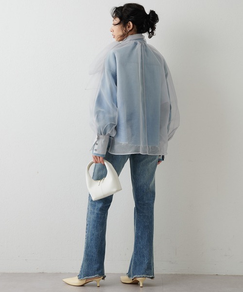 Whim Gazette(ウィムガゼット)の「オーガンジーボウブラウス(シャツ/ブラウス・レディース・ブラック/グレー・FREE)」の7枚目の写真