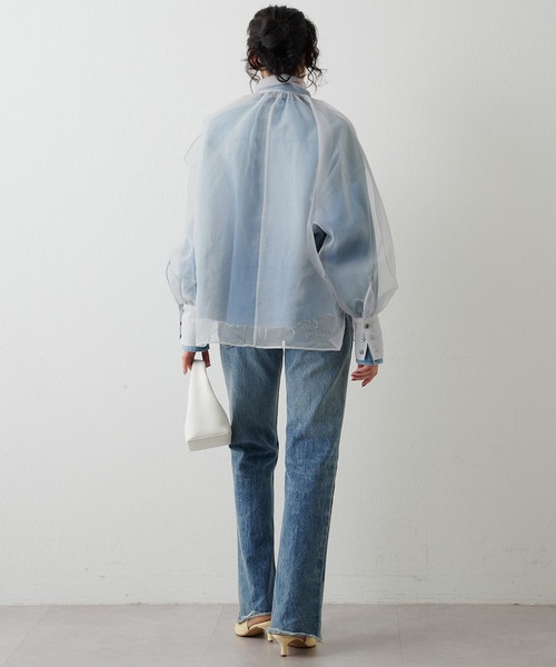 Whim Gazette(ウィムガゼット)の「オーガンジーボウブラウス(シャツ/ブラウス・レディース・ブラック/グレー・FREE)」の9枚目の写真