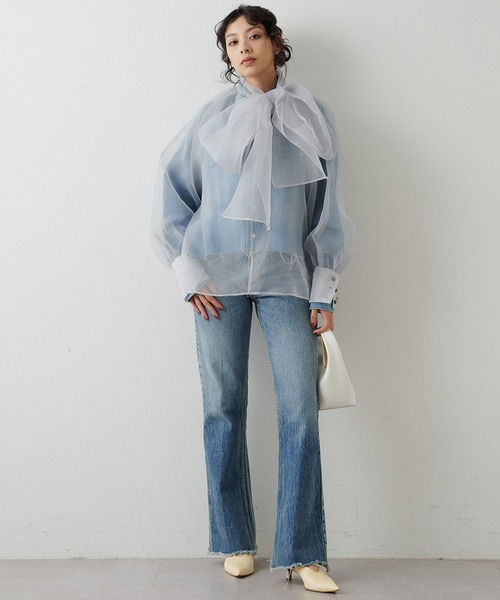 【Whim Gazette 】オーガンザボウブラウス　新品・未使用　最終値下げ❣️ Whim Gazette ブラウス シャツ オーガンザボウブラウス