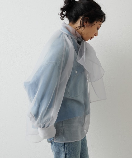 Whim Gazette(ウィムガゼット)の「オーガンジーボウブラウス(シャツ/ブラウス・レディース・ブラック/グレー・FREE)」の10枚目の写真