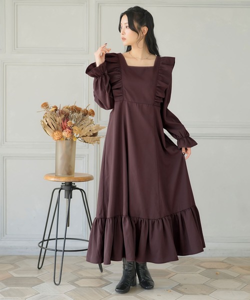 Newlyme（ニューリーミー）の「バックリボンマキシワンピース（ワンピース・レディース・ブラック/ブラウン/ネイビー・MEDIUM/XX-LARGE/X-LARGE/LARGE）」の4枚目の写真