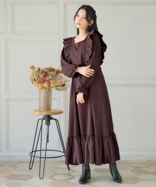 Newlyme（ニューリーミー）の「バックリボンマキシワンピース（ワンピース・レディース・ブラック/ブラウン/ネイビー・MEDIUM/XX-LARGE/X-LARGE/LARGE）」の9枚目の写真