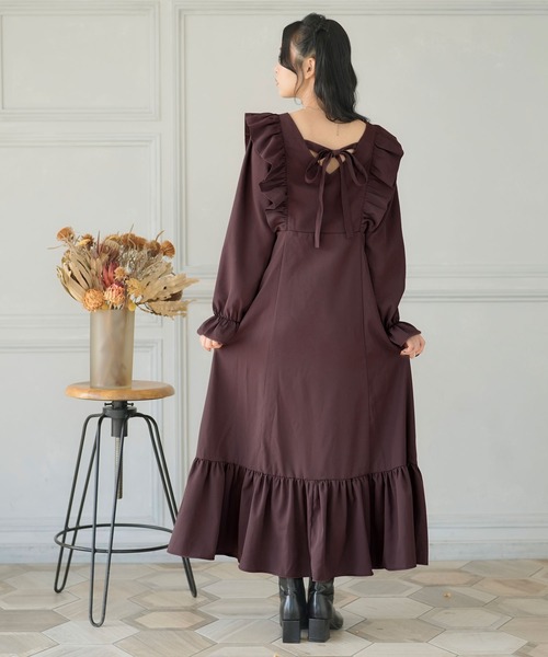 Newlyme（ニューリーミー）の「バックリボンマキシワンピース（ワンピース・レディース・ブラック/ブラウン/ネイビー・MEDIUM/XX-LARGE/X-LARGE/LARGE）」の11枚目の写真