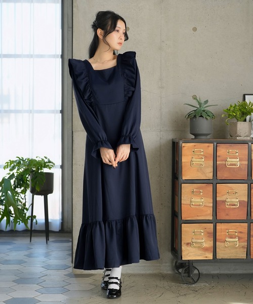 Newlyme（ニューリーミー）の「バックリボンマキシワンピース（ワンピース・レディース・ブラック/ブラウン/ネイビー・MEDIUM/XX-LARGE/X-LARGE/LARGE）」の13枚目の写真