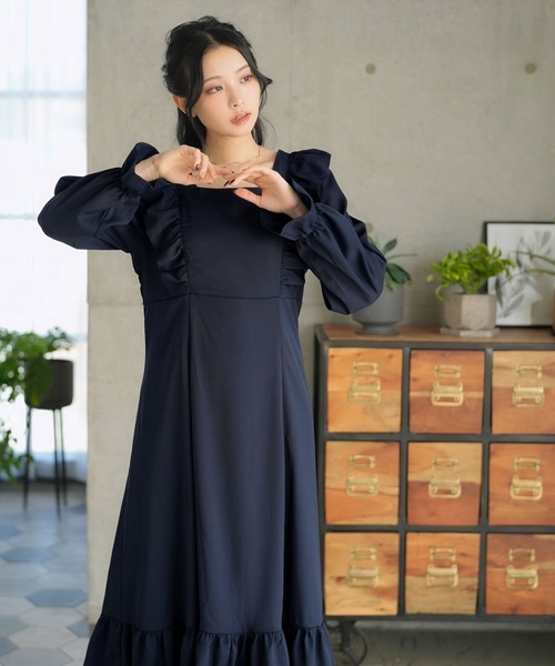 Newlyme（ニューリーミー）の「バックリボンマキシワンピース（ワンピース・レディース・ブラック/ブラウン/ネイビー・MEDIUM/XX-LARGE/X-LARGE/LARGE）」の16枚目の写真