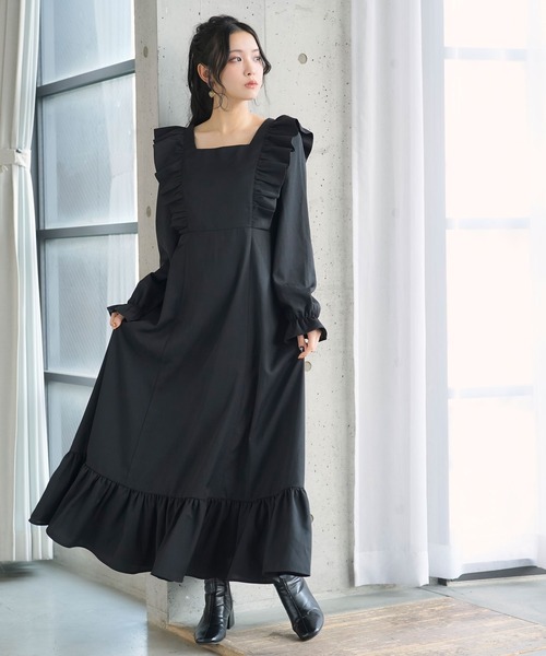 Newlyme（ニューリーミー）の「バックリボンマキシワンピース（ワンピース・レディース・ブラック/ブラウン/ネイビー・MEDIUM/XX-LARGE/X-LARGE/LARGE）」の18枚目の写真