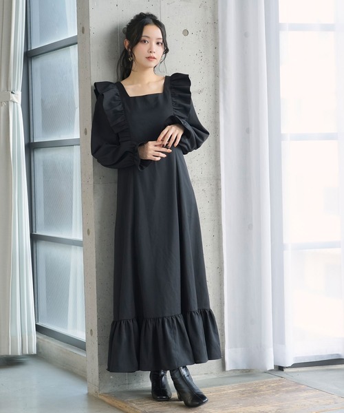 Newlyme（ニューリーミー）の「バックリボンマキシワンピース（ワンピース・レディース・ブラック/ブラウン/ネイビー・MEDIUM/XX-LARGE/X-LARGE/LARGE）」の19枚目の写真