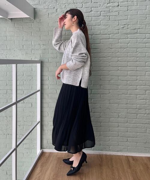 couture brooch(クチュールブローチ)の「◆【セレモニーシーン/ONOFF兼用】シフォンプリーツスカート(スカート・レディース・ブラック/ライトベージュ/ブルー系その他・34/40/38/42/36)」の12枚目の写真