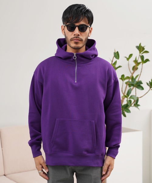 jiggys shop(ジギーズショップ)の「綿タッチ裏起毛フーディー ハーフZIPパーカー(パーカー・メンズ・ブラック/グレー系その他/杢グレー/グレー/パープル・MEDIUM/LARGE/X-LARGE)」の19枚目の写真