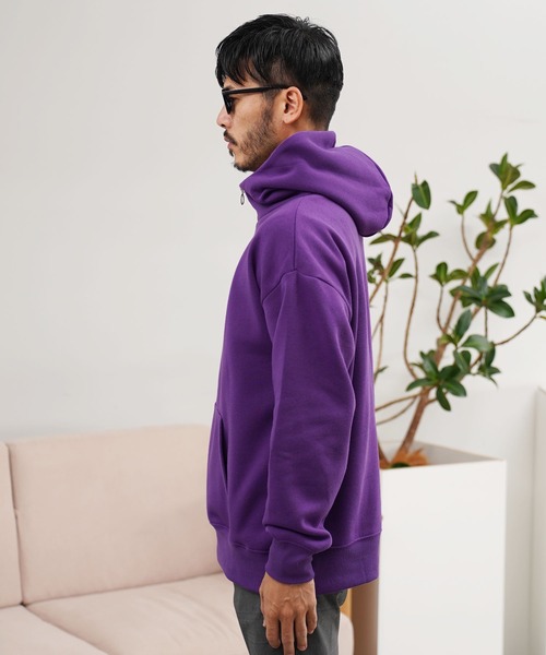 jiggys shop(ジギーズショップ)の「綿タッチ裏起毛フーディー ハーフZIPパーカー(パーカー・メンズ・ブラック/グレー系その他/杢グレー/グレー/パープル・MEDIUM/LARGE/X-LARGE)」の9枚目の写真