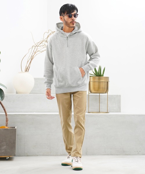 jiggys shop(ジギーズショップ)の「綿タッチ裏起毛フーディー ハーフZIPパーカー(パーカー・メンズ・ブラック/グレー系その他/杢グレー/グレー/パープル・MEDIUM/LARGE/X-LARGE)」の18枚目の写真