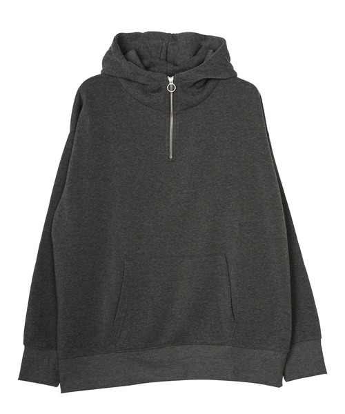 jiggys shop(ジギーズショップ)の「綿タッチ裏起毛フーディー ハーフZIPパーカー(パーカー・メンズ・ブラック/グレー系その他/杢グレー/グレー/パープル・MEDIUM/LARGE/X-LARGE)」の8枚目の写真