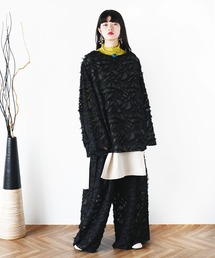 Aphlotus | ボートネック シアープルオーバー フリンジ(Tシャツ/カットソー)