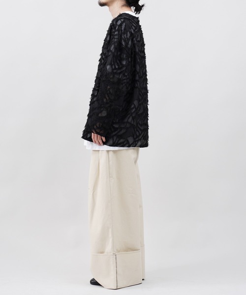 Aphlotus(アプロタス)の「ボートネック シアープルオーバー フリンジ(Tシャツ/カットソー・メンズ・アイボリー/ブラック・LARGE/MEDIUM/SMALL)」の8枚目の写真