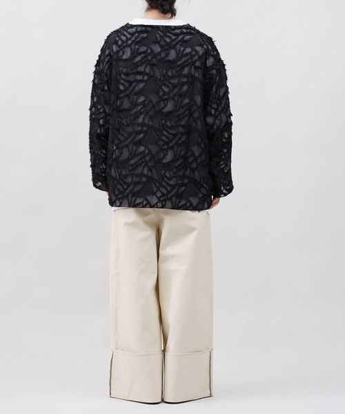 Aphlotus(アプロタス)の「ボートネック シアープルオーバー フリンジ(Tシャツ/カットソー・メンズ・アイボリー/ブラック・LARGE/MEDIUM/SMALL)」の10枚目の写真