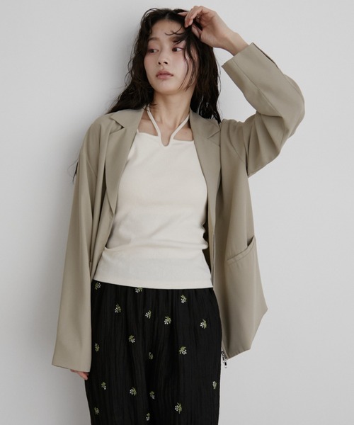 Aunt Marie's（アントマリーズ）の「ジップテーラードジャケット（テーラードジャケット・レディース・ブラック/ベージュ・FREE）」の11枚目の写真