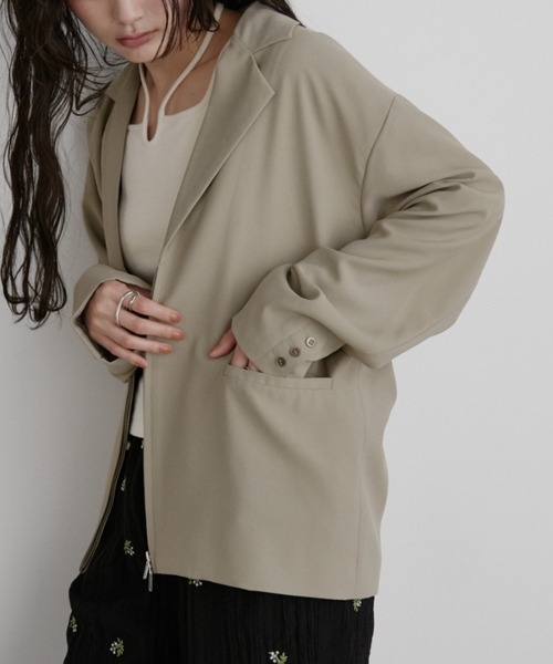 Aunt Marie's（アントマリーズ）の「ジップテーラードジャケット（テーラードジャケット・レディース・ブラック/ベージュ・FREE）」の6枚目の写真