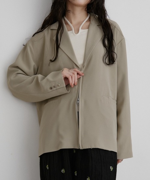 Aunt Marie's（アントマリーズ）の「ジップテーラードジャケット（テーラードジャケット・レディース・ブラック/ベージュ・FREE）」の13枚目の写真