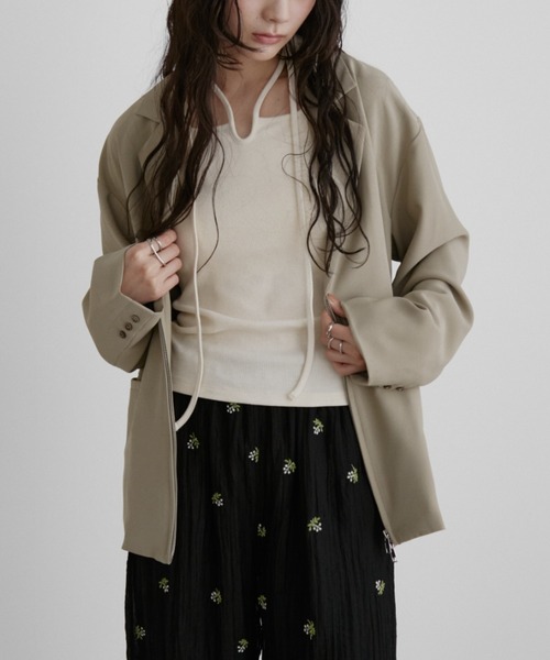 Aunt Marie's（アントマリーズ）の「ジップテーラードジャケット（テーラードジャケット・レディース・ブラック/ベージュ・FREE）」の5枚目の写真