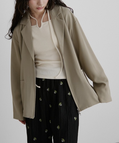 Aunt Marie's（アントマリーズ）の「ジップテーラードジャケット（テーラードジャケット・レディース・ブラック/ベージュ・FREE）」の9枚目の写真