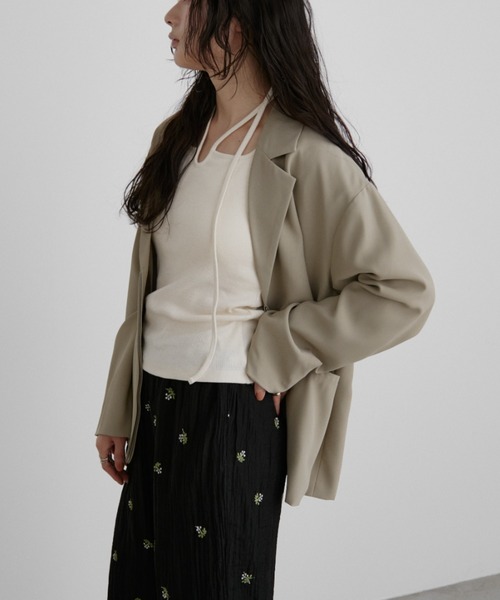 Aunt Marie's（アントマリーズ）の「ジップテーラードジャケット（テーラードジャケット・レディース・ブラック/ベージュ・FREE）」の7枚目の写真