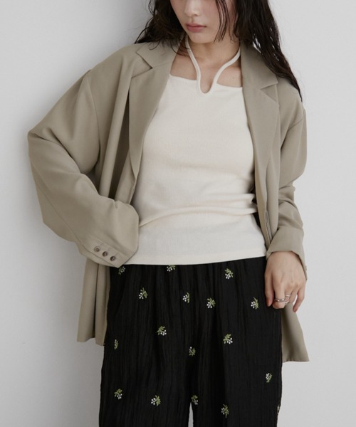 Aunt Marie's（アントマリーズ）の「ジップテーラードジャケット（テーラードジャケット・レディース・ブラック/ベージュ・FREE）」の4枚目の写真