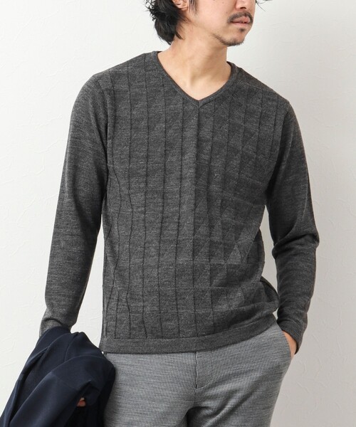 Stutostein Nolley's（シュテットシュタインノーリーズ）の「12ゲージリンクス Vネックニット（ニット/セーター・メンズ・グレイッシュブルー/ダークネイビー/チャコールグレー・M/L）」の3枚目の写真
