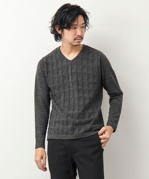Stutostein Nolley's（シュテットシュタインノーリーズ）の「12ゲージリンクス Vネックニット（ニット/セーター・メンズ・グレイッシュブルー/ダークネイビー/チャコールグレー・M/L）」の22枚目の写真