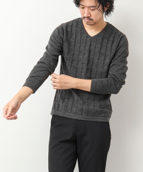 Stutostein Nolley's（シュテットシュタインノーリーズ）の「12ゲージリンクス Vネックニット（ニット/セーター・メンズ・グレイッシュブルー/ダークネイビー/チャコールグレー・M/L）」の21枚目の写真
