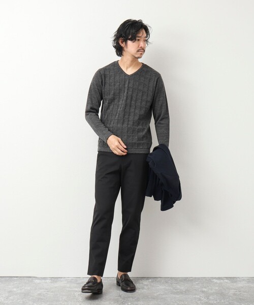 Stutostein Nolley's（シュテットシュタインノーリーズ）の「12ゲージリンクス Vネックニット（ニット/セーター・メンズ・グレイッシュブルー/ダークネイビー/チャコールグレー・M/L）」の16枚目の写真