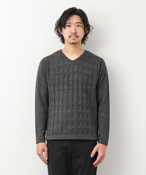 Stutostein Nolley's（シュテットシュタインノーリーズ）の「12ゲージリンクス Vネックニット（ニット/セーター・メンズ・グレイッシュブルー/ダークネイビー/チャコールグレー・M/L）」の9枚目の写真