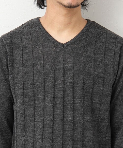 Stutostein Nolley's（シュテットシュタインノーリーズ）の「12ゲージリンクス Vネックニット（ニット/セーター・メンズ・グレイッシュブルー/ダークネイビー/チャコールグレー・M/L）」の6枚目の写真