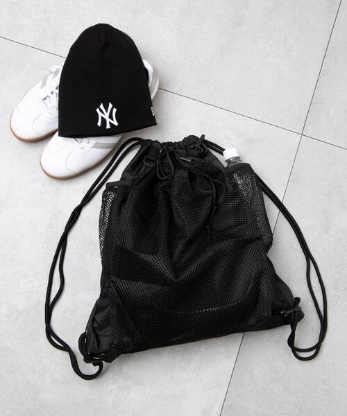 WEGO（ウィゴー）の「WEGO/メッシュ巾着付きナップサック（バックパック/リュック・レディース・ブラック/グレー・FREE）」の2枚目の写真