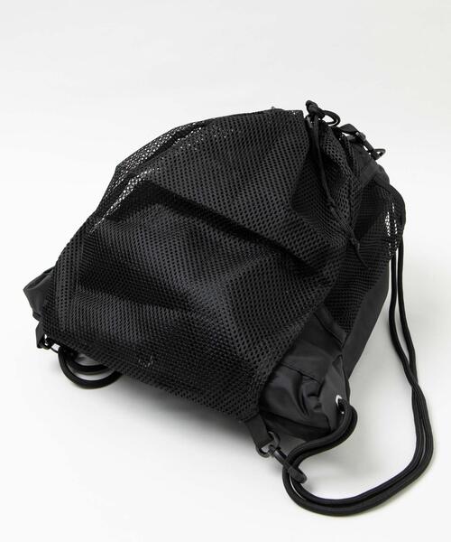 WEGO（ウィゴー）の「WEGO/メッシュ巾着付きナップサック（バックパック/リュック・レディース・ブラック/グレー・FREE）」の5枚目の写真