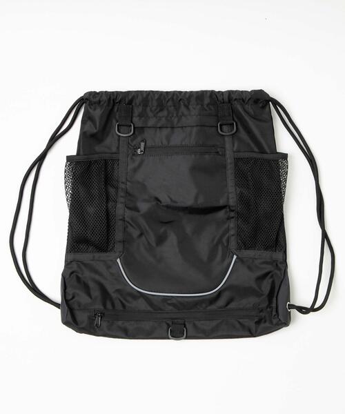 WEGO（ウィゴー）の「WEGO/メッシュ巾着付きナップサック（バックパック/リュック・レディース・ブラック/グレー・FREE）」の9枚目の写真