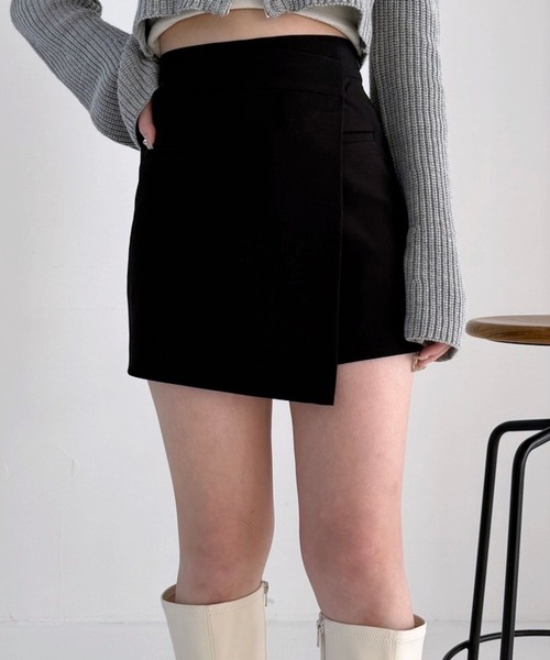 Heather（ヘザー）の「アシメラップデザインショートパンツ　105073（その他パンツ・レディース・ブラック/ベージュ/グレー・FREE）」の2枚目の写真