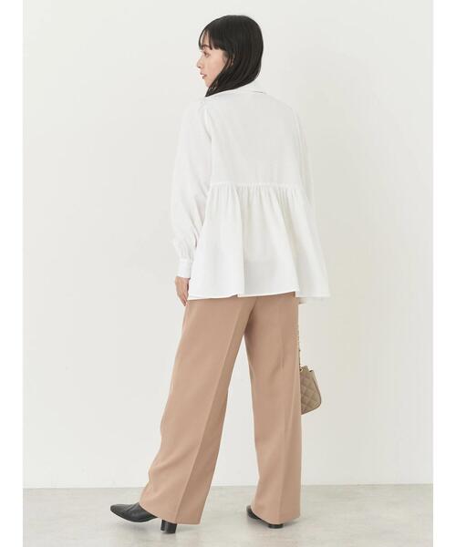 earth music&ecology（アースミュージックアンドエコロジー）の「リボン付き切り替えギャザーシャツチュニック（チュニック・レディース・イエロー/オフホワイト/ライトブルー・FREE）」の18枚目の写真