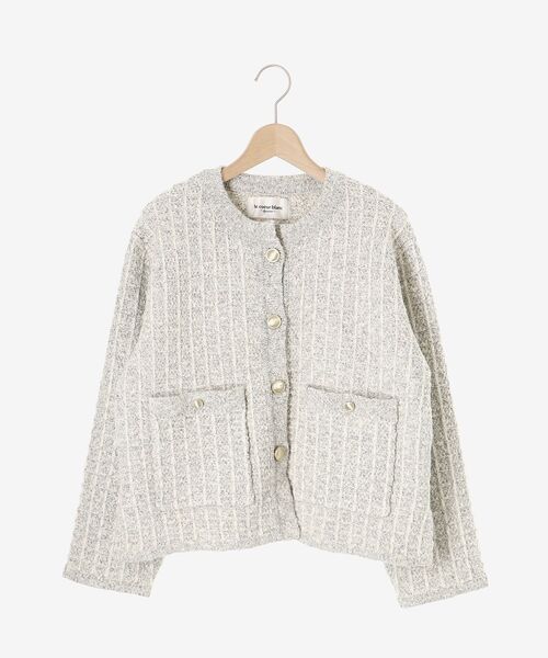 le.coeur blanc（ルクールブラン）の「格子柄ラメニットジャケット（ノーカラージャケット・レディース・ライトグレー/オフホワイト・38）」の16枚目の写真