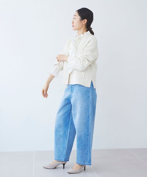 le.coeur blanc（ルクールブラン）の「格子柄ラメニットジャケット（ノーカラージャケット・レディース・ライトグレー/オフホワイト・38）」の22枚目の写真