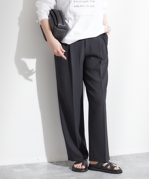 journal standard L'essage（ジャーナルスタンダードレサージュ）の「ヴィスポリーノ2タックワイドパンツ（スラックス・レディース・グレー/ブラック/ベージュ・36/38）」の2枚目の写真