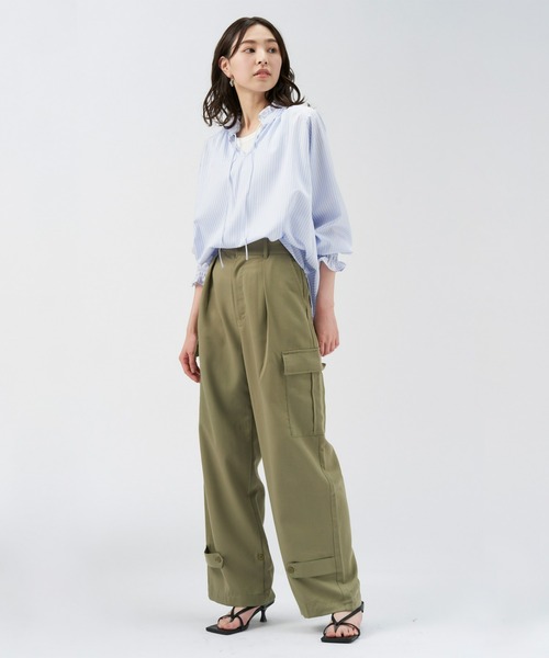 Pitta Re:)（ピッタリ）の「フリル衿ラグラン長袖ブラウス カジュアルシャツ（シャツ/ブラウス・レディース・サックスブルー・LL/L/M）」の5枚目の写真