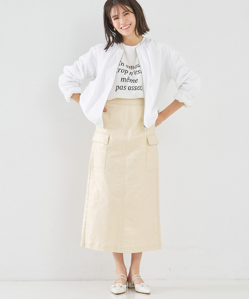 abahouse mavie（アバハウスマヴィ）の「箔プリント&綿ストレッチカーゴスカート（スカート・レディース・シルバー/ゴールド/ネイビー/カーキ/ブロンズ・36/38/40）」の11枚目の写真