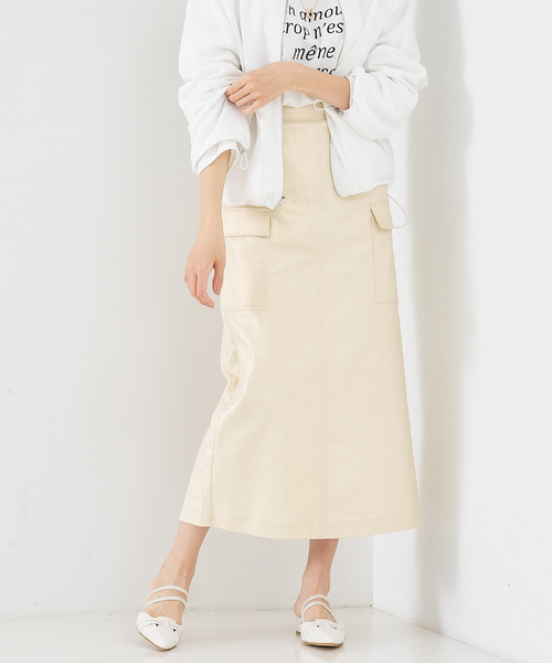 abahouse mavie（アバハウスマヴィ）の「箔プリント&綿ストレッチカーゴスカート（スカート・レディース・シルバー/ゴールド/ネイビー/カーキ/ブロンズ・36/38/40）」の12枚目の写真