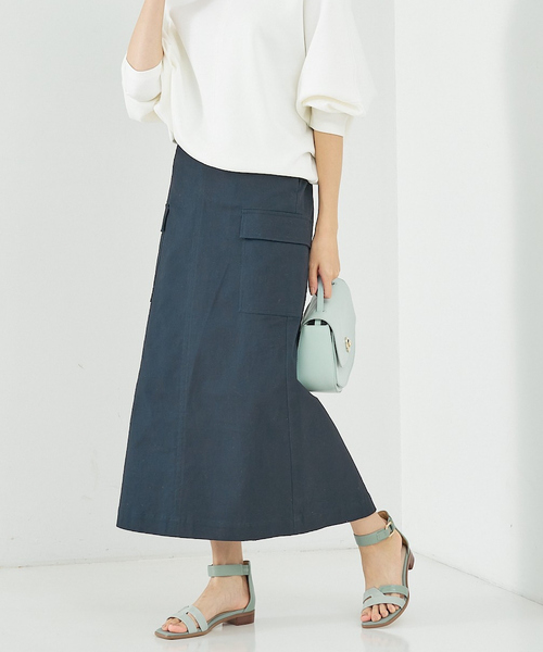 abahouse mavie（アバハウスマヴィ）の「箔プリント&綿ストレッチカーゴスカート（スカート・レディース・シルバー/ゴールド/ネイビー/カーキ/ブロンズ・36/38/40）」の16枚目の写真